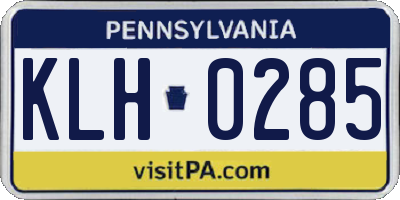 PA license plate KLH0285