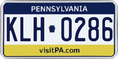 PA license plate KLH0286