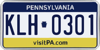 PA license plate KLH0301