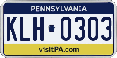 PA license plate KLH0303