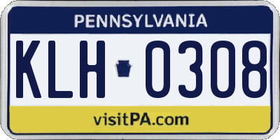 PA license plate KLH0308