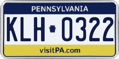PA license plate KLH0322