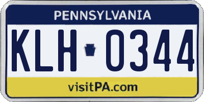 PA license plate KLH0344