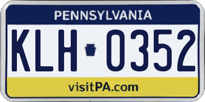 PA license plate KLH0352