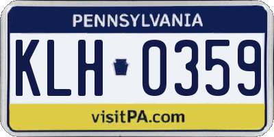 PA license plate KLH0359