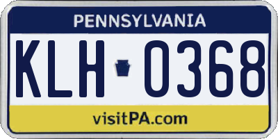 PA license plate KLH0368