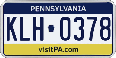 PA license plate KLH0378