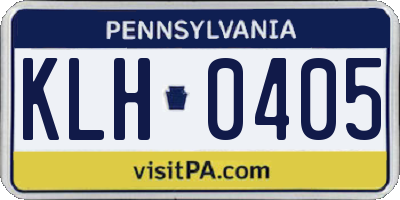 PA license plate KLH0405