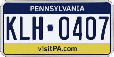 PA license plate KLH0407