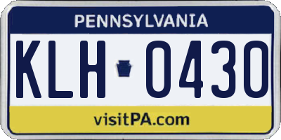 PA license plate KLH0430