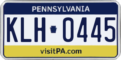 PA license plate KLH0445