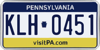 PA license plate KLH0451