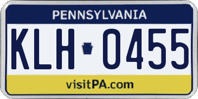 PA license plate KLH0455