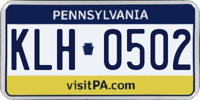 PA license plate KLH0502