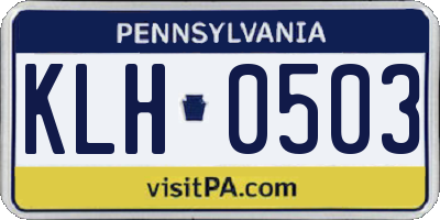 PA license plate KLH0503