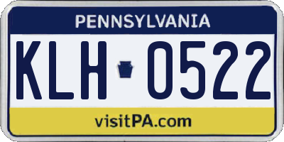 PA license plate KLH0522