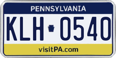 PA license plate KLH0540