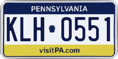 PA license plate KLH0551