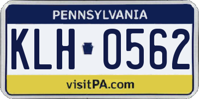 PA license plate KLH0562