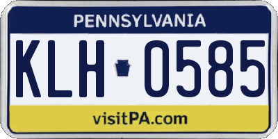 PA license plate KLH0585