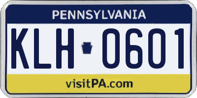 PA license plate KLH0601