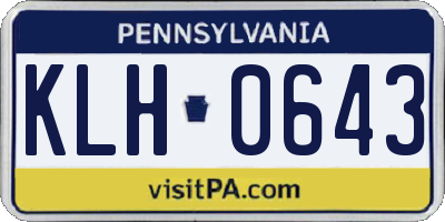 PA license plate KLH0643