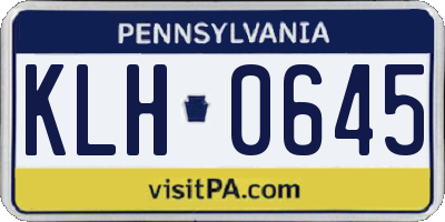 PA license plate KLH0645