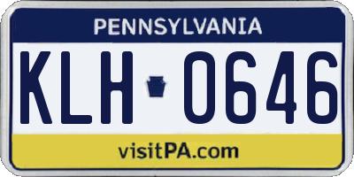 PA license plate KLH0646