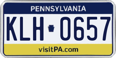 PA license plate KLH0657