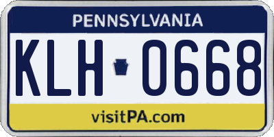 PA license plate KLH0668