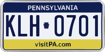 PA license plate KLH0701