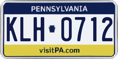 PA license plate KLH0712