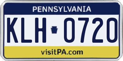 PA license plate KLH0720