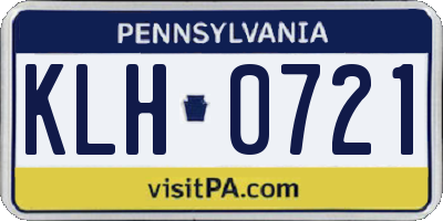 PA license plate KLH0721