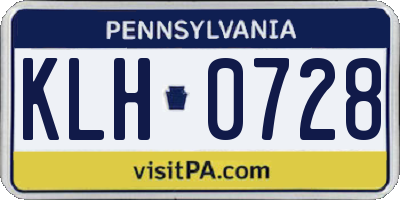 PA license plate KLH0728