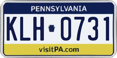 PA license plate KLH0731