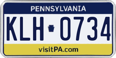 PA license plate KLH0734