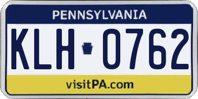 PA license plate KLH0762