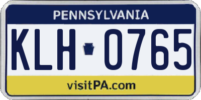 PA license plate KLH0765