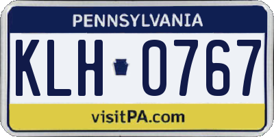 PA license plate KLH0767