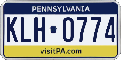 PA license plate KLH0774