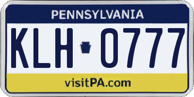 PA license plate KLH0777