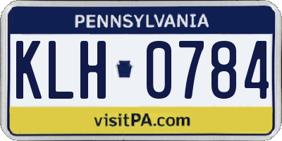 PA license plate KLH0784