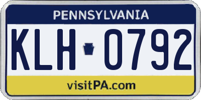 PA license plate KLH0792