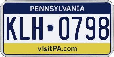 PA license plate KLH0798