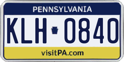 PA license plate KLH0840