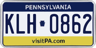 PA license plate KLH0862