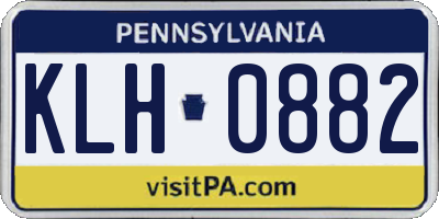 PA license plate KLH0882