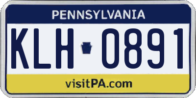 PA license plate KLH0891