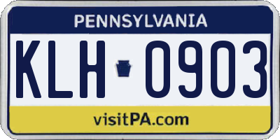 PA license plate KLH0903
